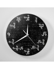 Nowoczesny awangardowy zegar ścienny z matematycznymi oznaczeniami w miejscach godzin czarny