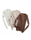 Sweter damski sweter Basic prążkowane bawełniane bluzki z dzianiny solidne wycięcie pod szyją podstawowy sweter swetry na długi 