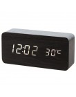 LED budzik drewniany zegarek stół sterowanie głosem cyfrowy drewno Despertador elektroniczny pulpit USB/AAA zasilany zegary wyst