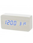 LED budzik drewniany zegarek stół sterowanie głosem cyfrowy drewno Despertador elektroniczny pulpit USB/AAA zasilany zegary wyst