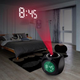 Nowa moda uwaga projekcja cyfrowa pogoda LCD Alarm z funkcją drzemki zegar projektor kolorowy wyświetlacz LED podświetlenie dzwo