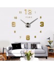 3D DIY duży zegar ścienny nowoczesny Design wyciszenie duże dekoracyjne zegary cyfrowe lustro akrylowe naklejki Oversize zegar ś