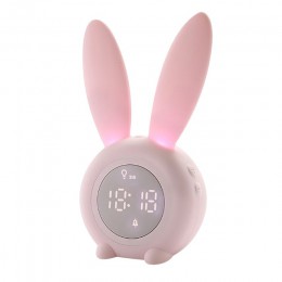 Bunny Ear cyfrowy budzik LED zegar elektroniczny wyświetlacz LED kontrola dźwięku Cute Rabbit lampka nocna zegar na biurko do de