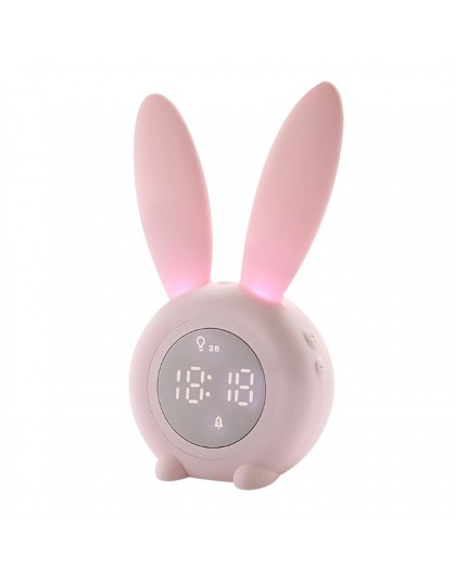 Bunny Ear cyfrowy budzik LED zegar elektroniczny wyświetlacz LED kontrola dźwięku Cute Rabbit lampka nocna zegar na biurko do de