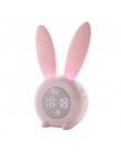 Bunny Ear cyfrowy budzik LED zegar elektroniczny wyświetlacz LED kontrola dźwięku Cute Rabbit lampka nocna zegar na biurko do de
