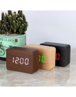 Drewniany zegar led cyfrowy budzik zegary zegary stołowe elektroniczny wyświetlacz temperatury sterowania głosem Despertador Hom