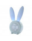 Bunny Ear cyfrowy budzik LED zegar elektroniczny wyświetlacz LED kontrola dźwięku Cute Rabbit lampka nocna zegar na biurko do de