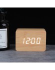 Drewniany zegar led cyfrowy budzik zegary zegary stołowe elektroniczny wyświetlacz temperatury sterowania głosem Despertador Hom