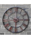 Nowy 3D okrągły retro rzymska 47cm kutego żelaza Vintage duży wyciszenie dekoracyjny zegar ścienny na ścianie dekoracji dla domu