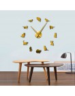 Sylwetka koty Wall Art kocięta DIY Giant zegar ścienny figlarny koty duża igła Kitty dziewczyna pokój duży zegar ścienny felino 