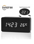 Suncree drewniany alarm led wyświetlacz zegara data + czas + celsjusza/fahrenheita temperatura kontrola dźwięku funkcja stół zeg