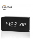 Suncree drewniany alarm led wyświetlacz zegara data + czas + celsjusza/fahrenheita temperatura kontrola dźwięku funkcja stół zeg