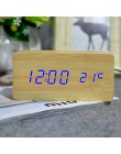 Suncree drewniany alarm led wyświetlacz zegara data + czas + celsjusza/fahrenheita temperatura kontrola dźwięku funkcja stół zeg