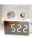LED Mirror Mini cyfrowy budzik zegar stołowy elektroniczny czas temperatura data zegar z wyświetlaczem Home Decoration zegar cyf