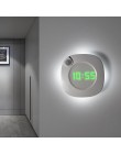 Inteligentny zegar ścienny z diodami LED, USB/AAA zasilany z baterii 2 kolory nocny zegar domowy, diody LED do sypialni toaleta 