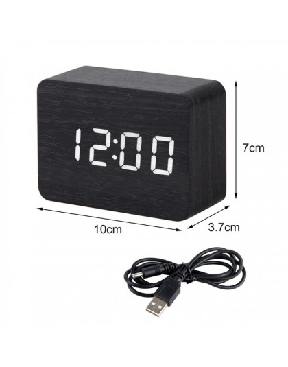 Drewniany zegar led cyfrowy budzik zegary zegary stołowe elektroniczny wyświetlacz temperatury sterowania głosem Despertador Hom