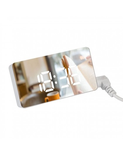 LED Mirror Mini cyfrowy budzik zegar stołowy elektroniczny czas temperatura data zegar z wyświetlaczem Home Decoration zegar cyf