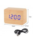 Drewniany zegar led cyfrowy budzik zegary zegary stołowe elektroniczny wyświetlacz temperatury sterowania głosem Despertador Hom