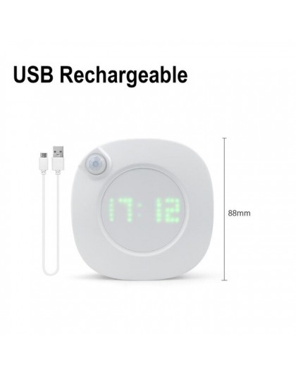 Inteligentny zegar ścienny z diodami LED, USB/AAA zasilany z baterii 2 kolory nocny zegar domowy, diody LED do sypialni toaleta 