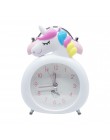 Cute Unicorn Clock Kids Cartoon budziki sypialnia zegar z dzwonkiem noc lampa biurkowa obudź zegar dziecko boże narodzenie urodz