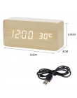 Drewniany zegar led cyfrowy budzik zegary zegary stołowe elektroniczny wyświetlacz temperatury sterowania głosem Despertador Hom
