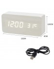 Drewniany zegar led cyfrowy budzik zegary zegary stołowe elektroniczny wyświetlacz temperatury sterowania głosem Despertador Hom