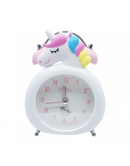 Cute Unicorn Clock Kids Cartoon budziki sypialnia zegar z dzwonkiem noc lampa biurkowa obudź zegar dziecko boże narodzenie urodz