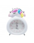Cute Unicorn Clock Kids Cartoon budziki sypialnia zegar z dzwonkiem noc lampa biurkowa obudź zegar dziecko boże narodzenie urodz
