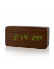 Suncree drewniany alarm led wyświetlacz zegara data + czas + celsjusza/fahrenheita temperatura kontrola dźwięku funkcja stół zeg