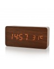 Suncree drewniany alarm led wyświetlacz zegara data + czas + celsjusza/fahrenheita temperatura kontrola dźwięku funkcja stół zeg