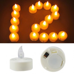 12 sztuk elektroniczny LED świeczki Tea Light realistyczne zasilane baterią bezpłomieniowe świece dla domu sypialnia Party festi