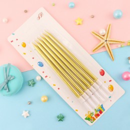 Cakelove 6 sztuk złote długie ołówek świeczka tortowa bezpieczne płomienie dzieci urodziny wesele świeczka tortowa home decorati