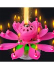 Innowacyjna strona świeczka tortowa muzyczny lotos kwiat obrotowy szczęśliwy świeca urodzinowa światło strona prezent DIY narzęd