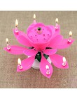 Innowacyjna strona świeczka tortowa muzyczny lotos kwiat obrotowy szczęśliwy świeca urodzinowa światło strona prezent DIY narzęd