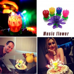 Creative Music Cake Candle Rotating Flower Candle Birthday Art Candle Lights Party Diy Cake Decoration Best Gift For Girl Friend