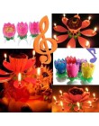 Świeczka tortowa świecznik w kształcie kwiatu lotosu Musical Happy Birthday romantyczne kwiaty świeca światło ciasto ślubne Kids