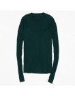 Sweter damski sweter Basic prążkowane bawełniane bluzki z dzianiny solidne wycięcie pod szyją podstawowy sweter swetry na długi 