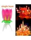 Świeczka tortowa świecznik w kształcie kwiatu lotosu Musical Happy Birthday romantyczne kwiaty świeca światło ciasto ślubne Kids