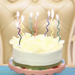 8 sztuk/partia kolorowe curving świeczka tortowa bezpieczne płomienie dzieci urodziny wesele świeczka tortowa home decoration fa