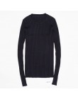 Sweter damski sweter Basic prążkowane bawełniane bluzki z dzianiny solidne wycięcie pod szyją podstawowy sweter swetry na długi 