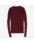 Sweter damski sweter Basic prążkowane bawełniane bluzki z dzianiny solidne wycięcie pod szyją podstawowy sweter swetry na długi 
