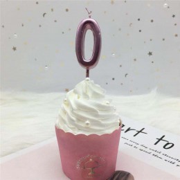 1pc srebrna róża złote świece na dekoracje na przyjęcia urodzinowe 0-9 numer świece ciasto Cupcake Topper zaopatrzenie firm