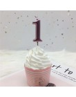 1pc srebrna róża złote świece na dekoracje na przyjęcia urodzinowe 0-9 numer świece ciasto Cupcake Topper zaopatrzenie firm