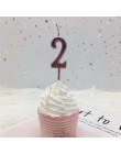 1pc srebrna róża złote świece na dekoracje na przyjęcia urodzinowe 0-9 numer świece ciasto Cupcake Topper zaopatrzenie firm