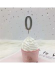 1pc srebrna róża złote świece na dekoracje na przyjęcia urodzinowe 0-9 numer świece ciasto Cupcake Topper zaopatrzenie firm