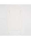 Sweter damski sweter Basic prążkowane bawełniane bluzki z dzianiny solidne wycięcie pod szyją podstawowy sweter swetry na długi 