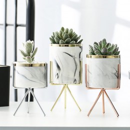 Nordic ceramiczny żelazny wazon artystyczny marmurowy wzór różowe złoto srebro Tabletop zielona roślina doniczka Home Office waz