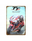 TT Isle Of Man metalowy plakat Retro wyścigi motocyklowe tablica ścienna artystyczny obraz płyta Pub Bar garaż Home Decor Vintag