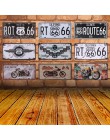 Klub ścienny garaż USA Vintage Metal malarstwo tabliczka emaliowana plakietki emaliowane Route 66 numer samochodu tablica rejest