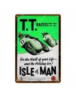 TT Isle Of Man metalowy plakat Retro wyścigi motocyklowe tablica ścienna artystyczny obraz płyta Pub Bar garaż Home Decor Vintag